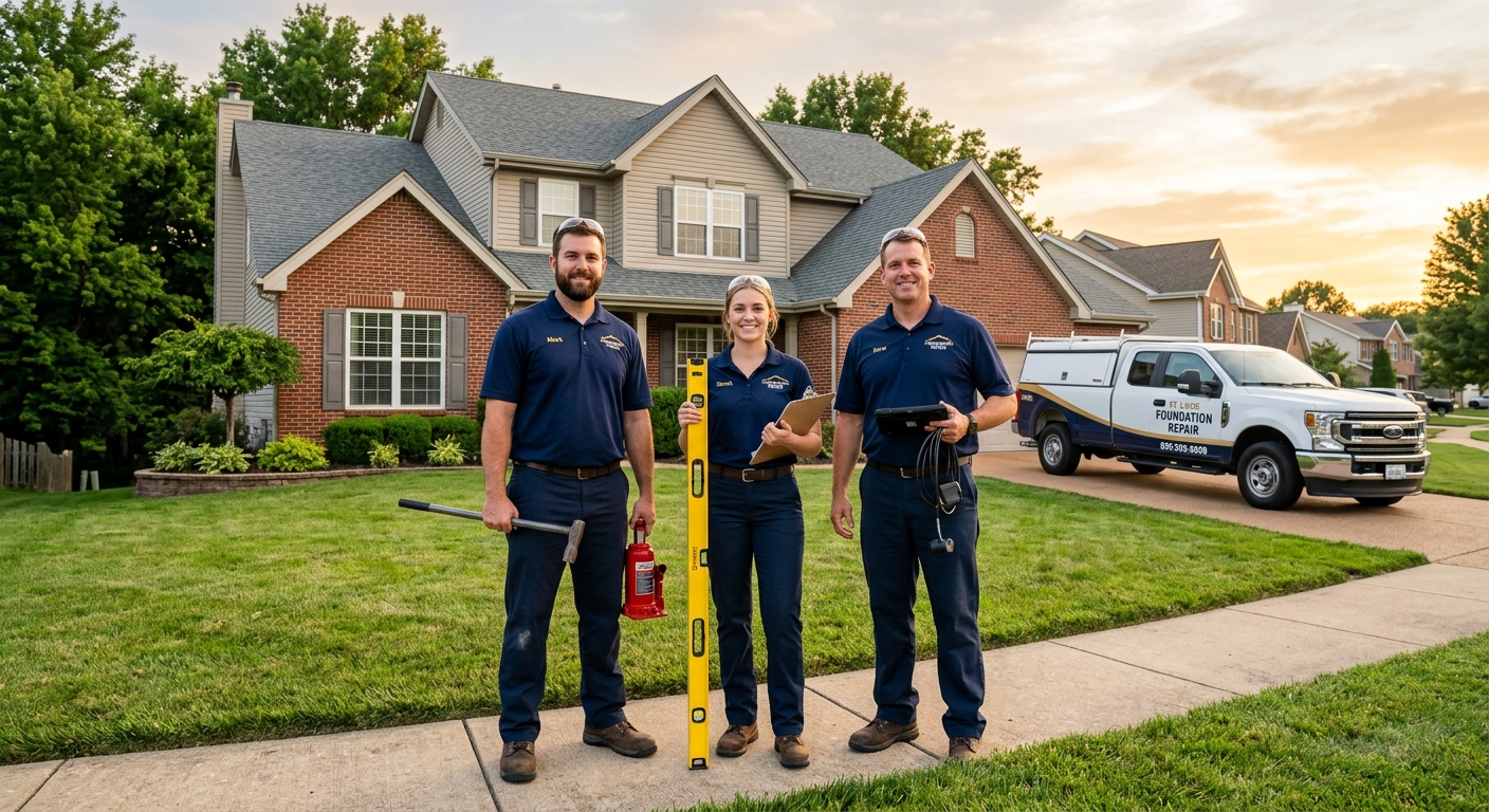 Professional foundation repair crew in St. Louis, Missouri